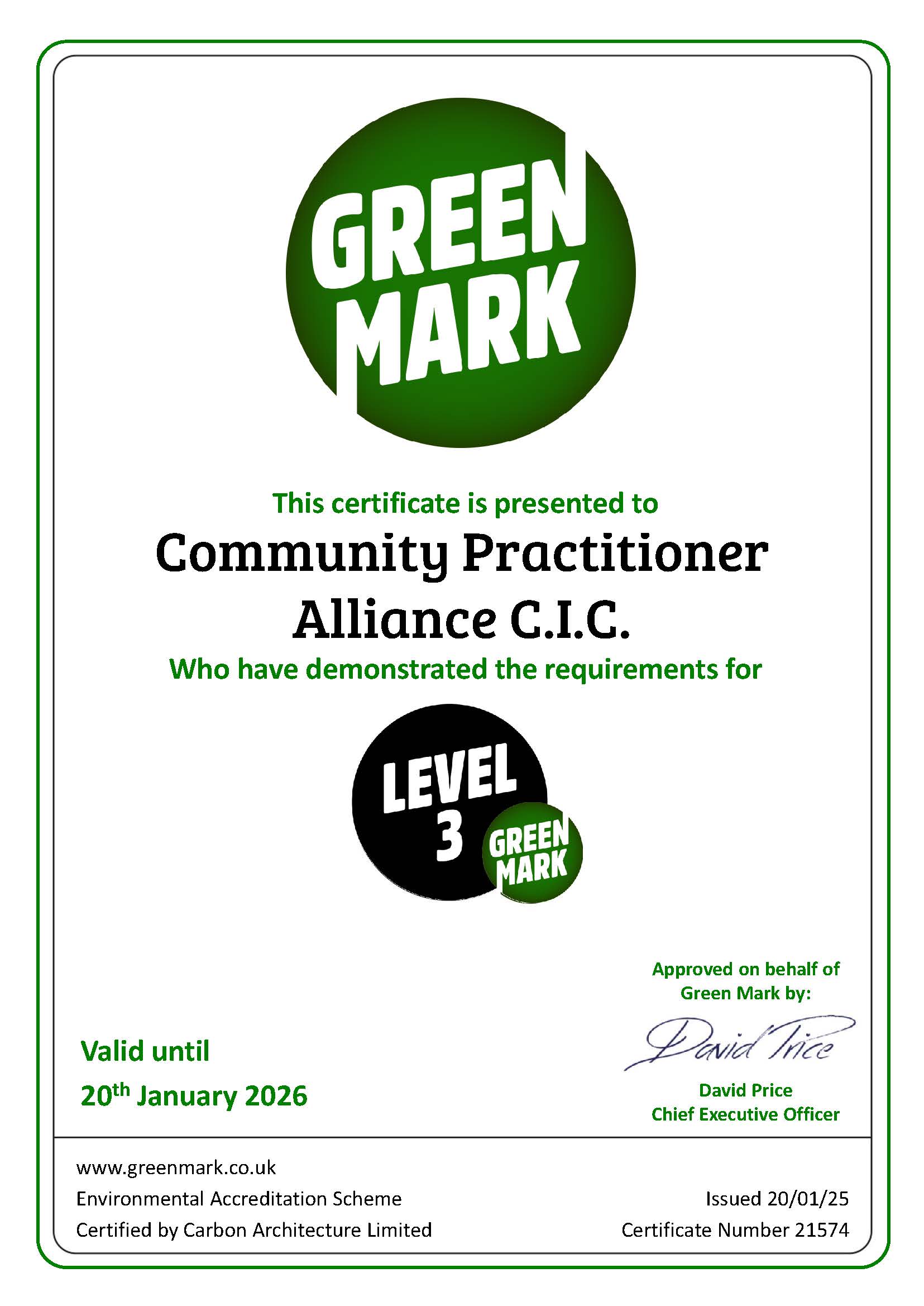 Our sister company has achieved the Green Mark tick